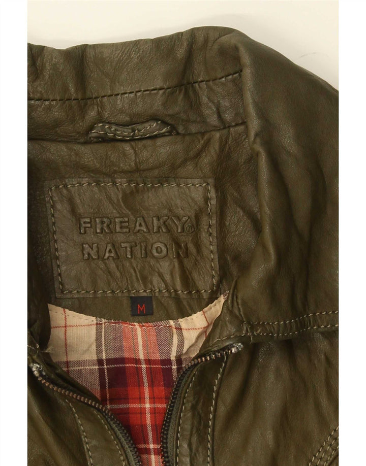 Giacca in pelle da donna Freaky Nation UK 12 Verde medio