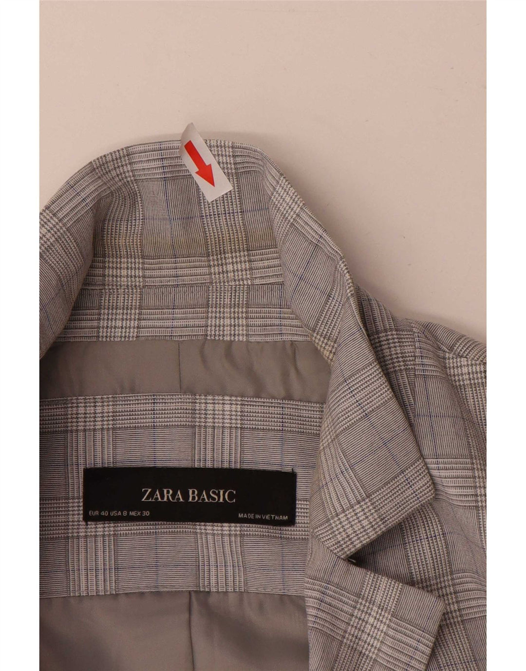 Giacca blazer a 1 bottone da donna Zara EU 40 pied de poule grigio medio