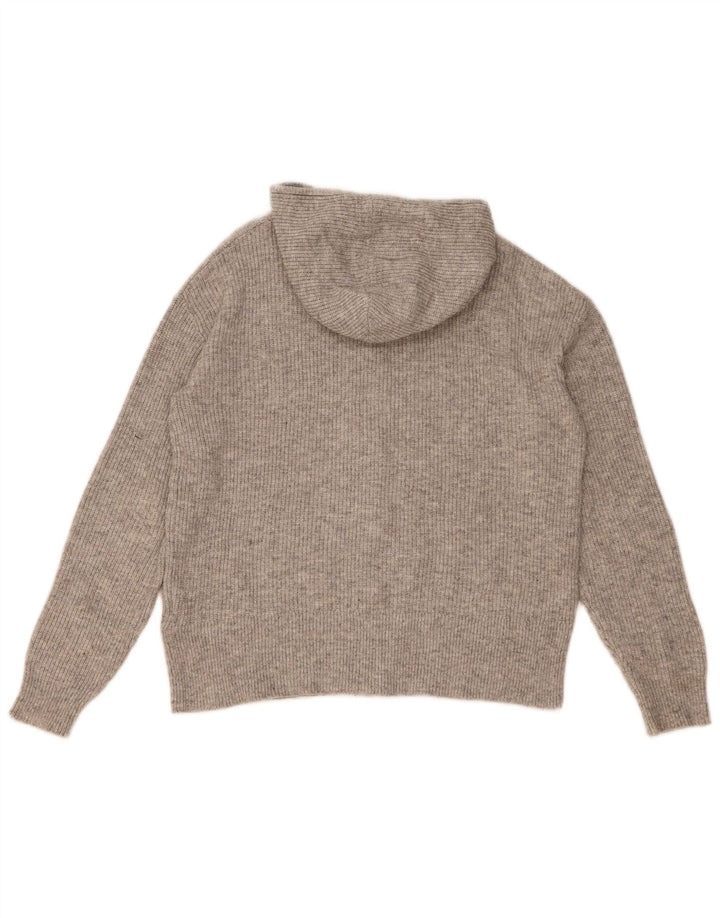 MARKS & SPENCER Maglione cardigan con cappuccio da donna UK 14 Poliestere grigio medio