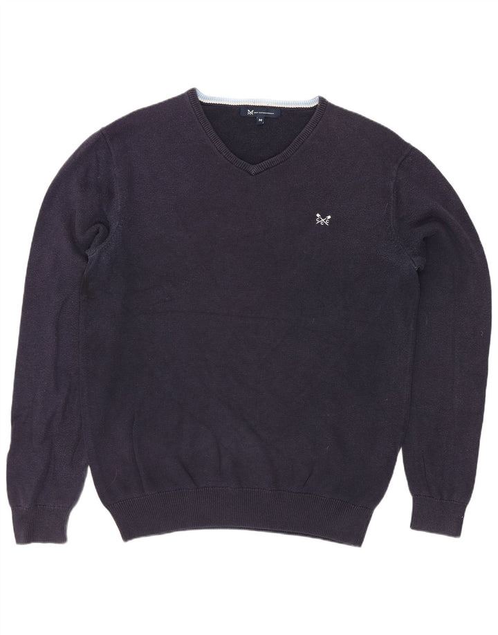 Crew Clothing Maglione da uomo con scollo a V in cotone medio blu navy