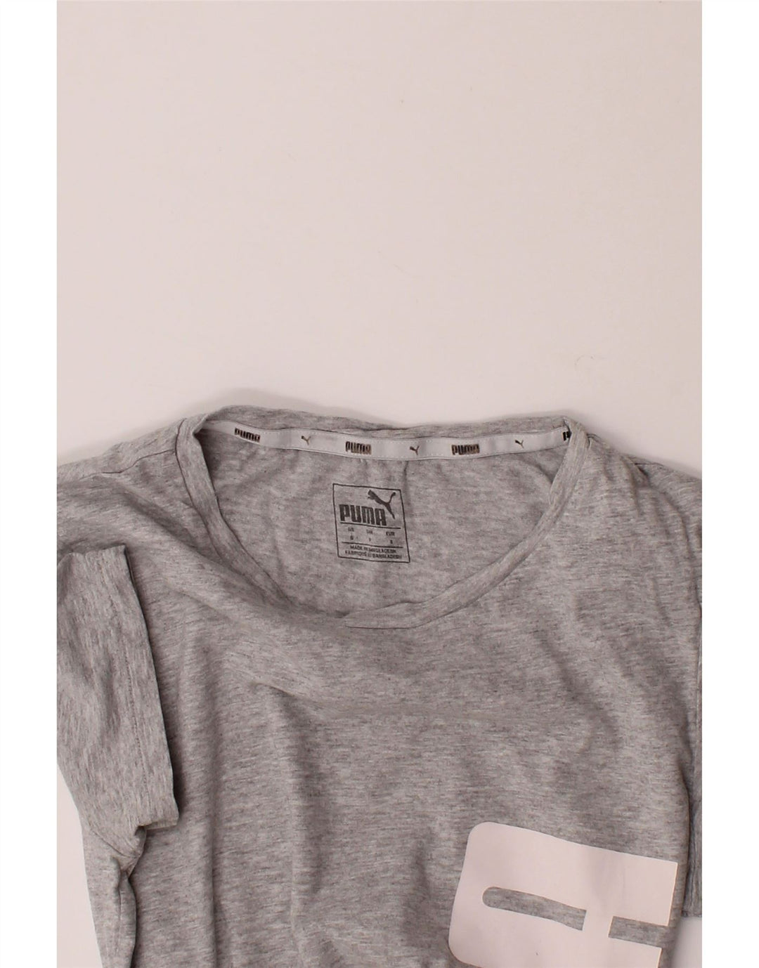 PUMA Womens Graphic T-Shirt Top UK 10 Small Grey Vintage Puma and Second-Hand Puma from Messina Hembry 