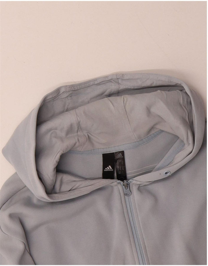ADIDAS Womens Oversized Zip Hoodie Sweater UK 14 Medium Blue Cotton