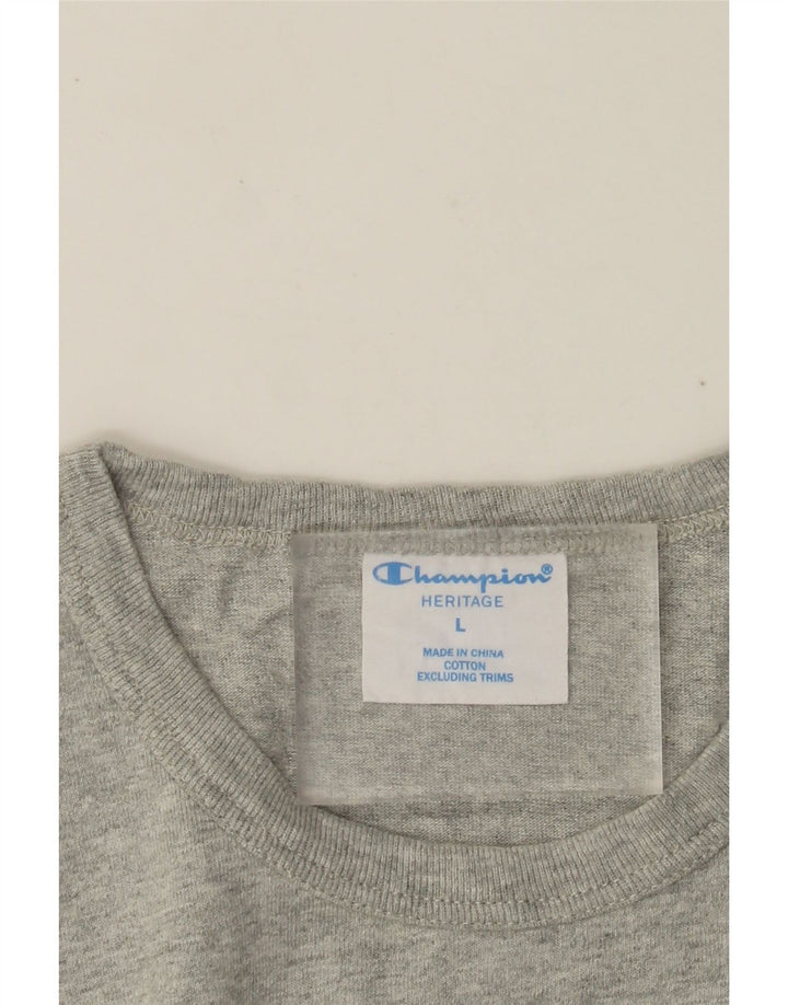 CHAMPION T-shirt Heritage da uomo Top grande in cotone chiazzato grigio