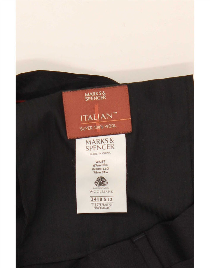 Pantaloni da abito con pegging da uomo Marks & Spencer W38 L31 poliestere nero