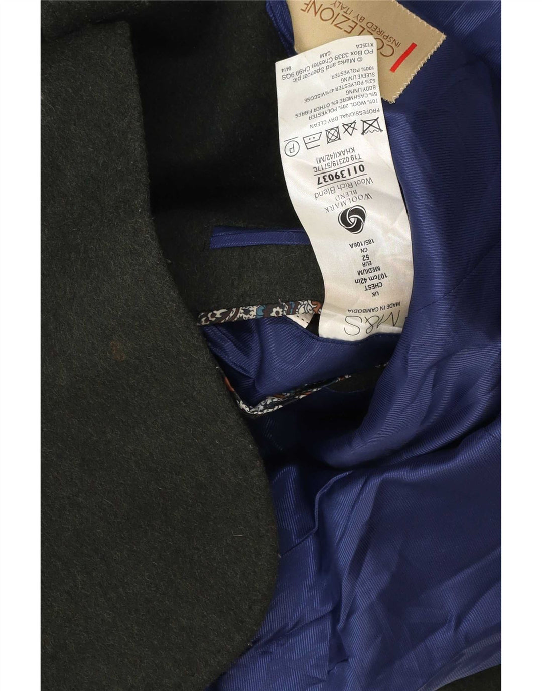 Giacca blazer a 2 bottoni Marks & Spencer da uomo UK 42 grande lana kaki
