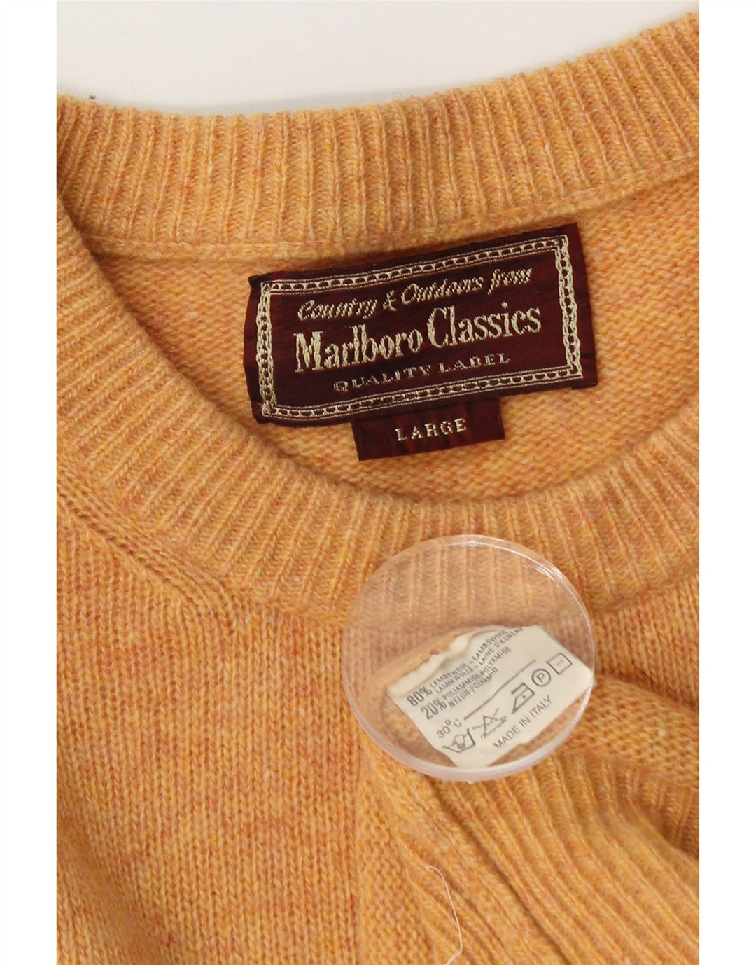 Marlboro Classics Maglione girocollo da uomo in lana arancione grande
