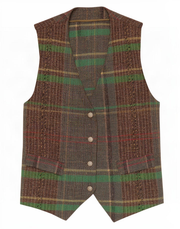 Gilet da donna vintage UK 12 a quadri verde medio