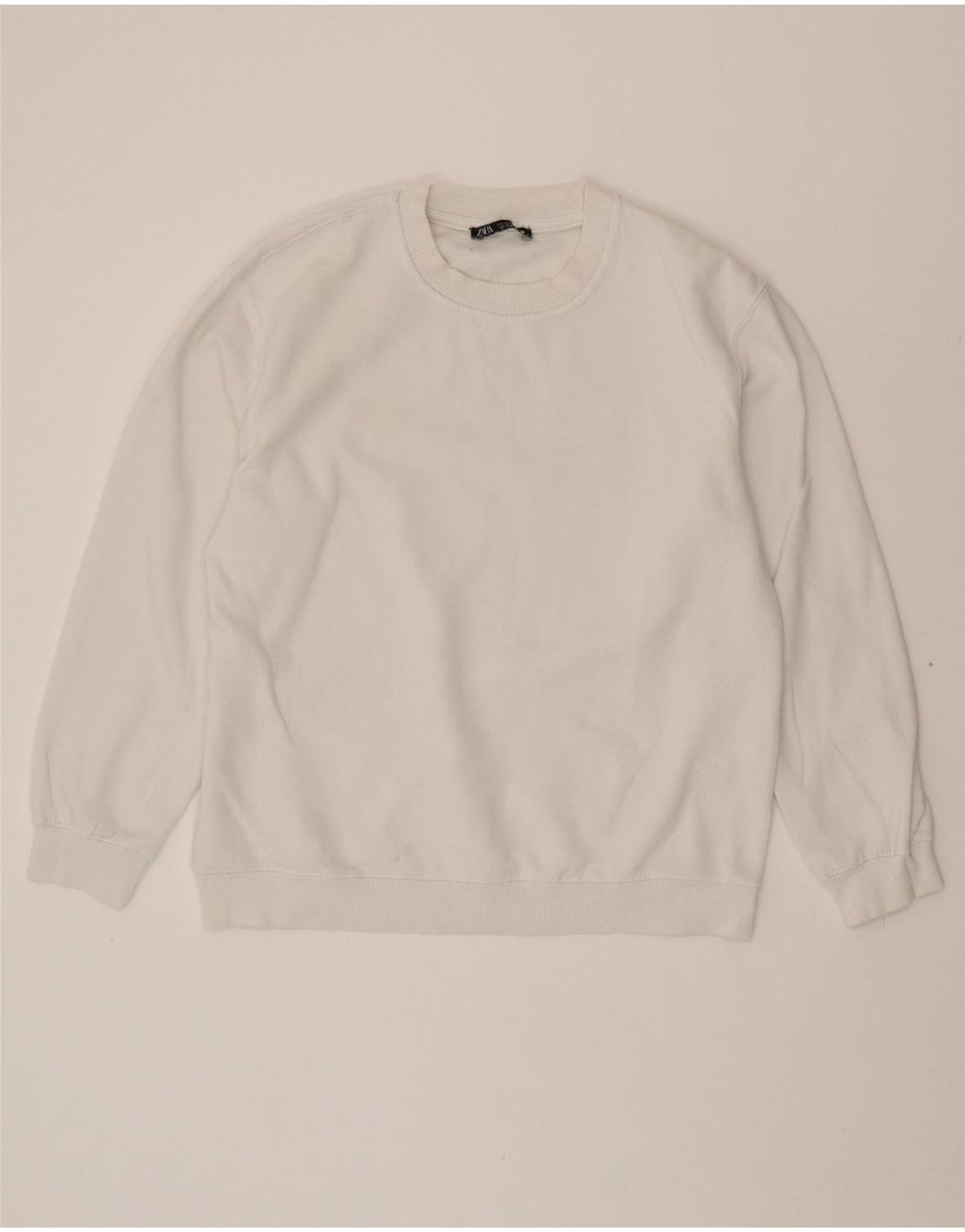 ZARA Womens Sweatshirt Jumper UK 16 Large White Cotton Vintage Zara and Second-Hand Zara from Messina Hembry 