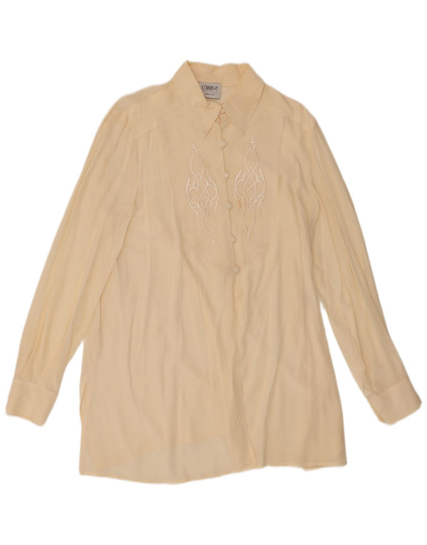 Vintage Womens Shirt Blouse EU 44 XL Beige Silk