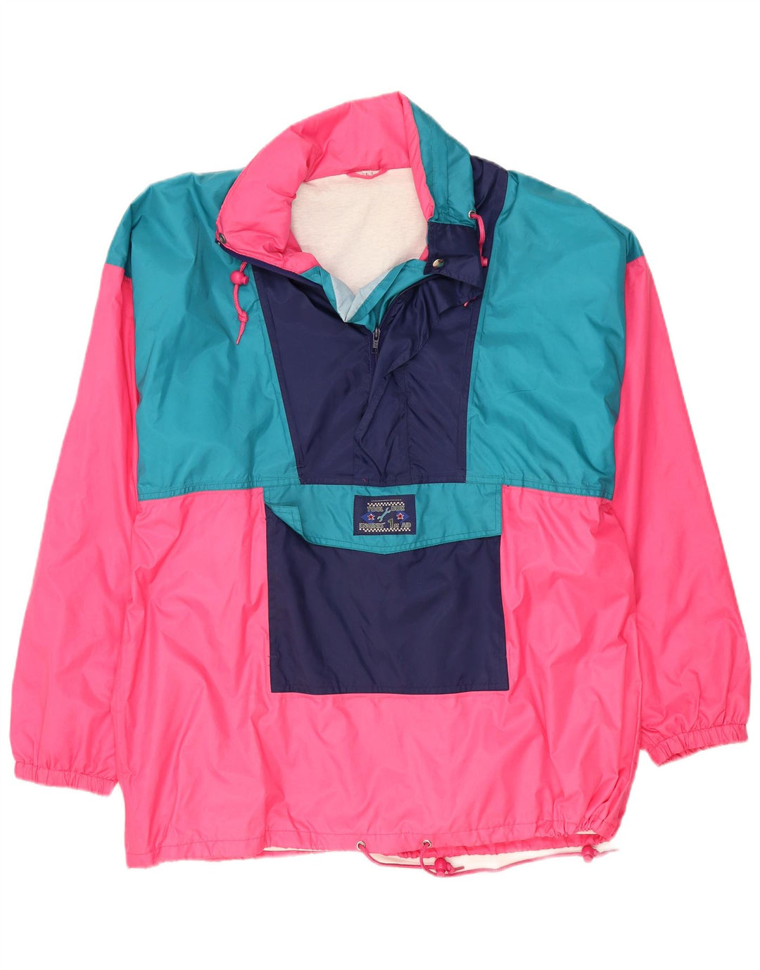 Giacca anorak vintage da uomo UK 40 Large in poliammide color block rosa