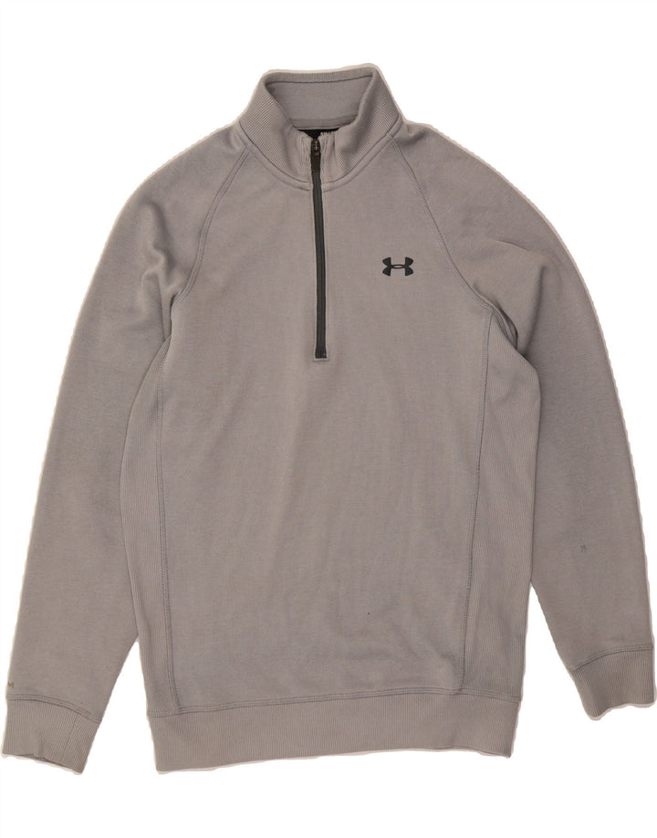 UNDER ARMOUR Mens Cold Gear Zip Neck Sweatshirt Jumper Small Grey Vintage Under Armour and Second-Hand Under Armour from Messina Hembry 