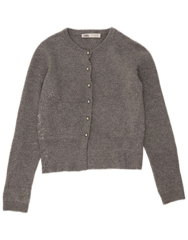 Maglione cardigan corto Zara da donna UK 10 piccolo grigio