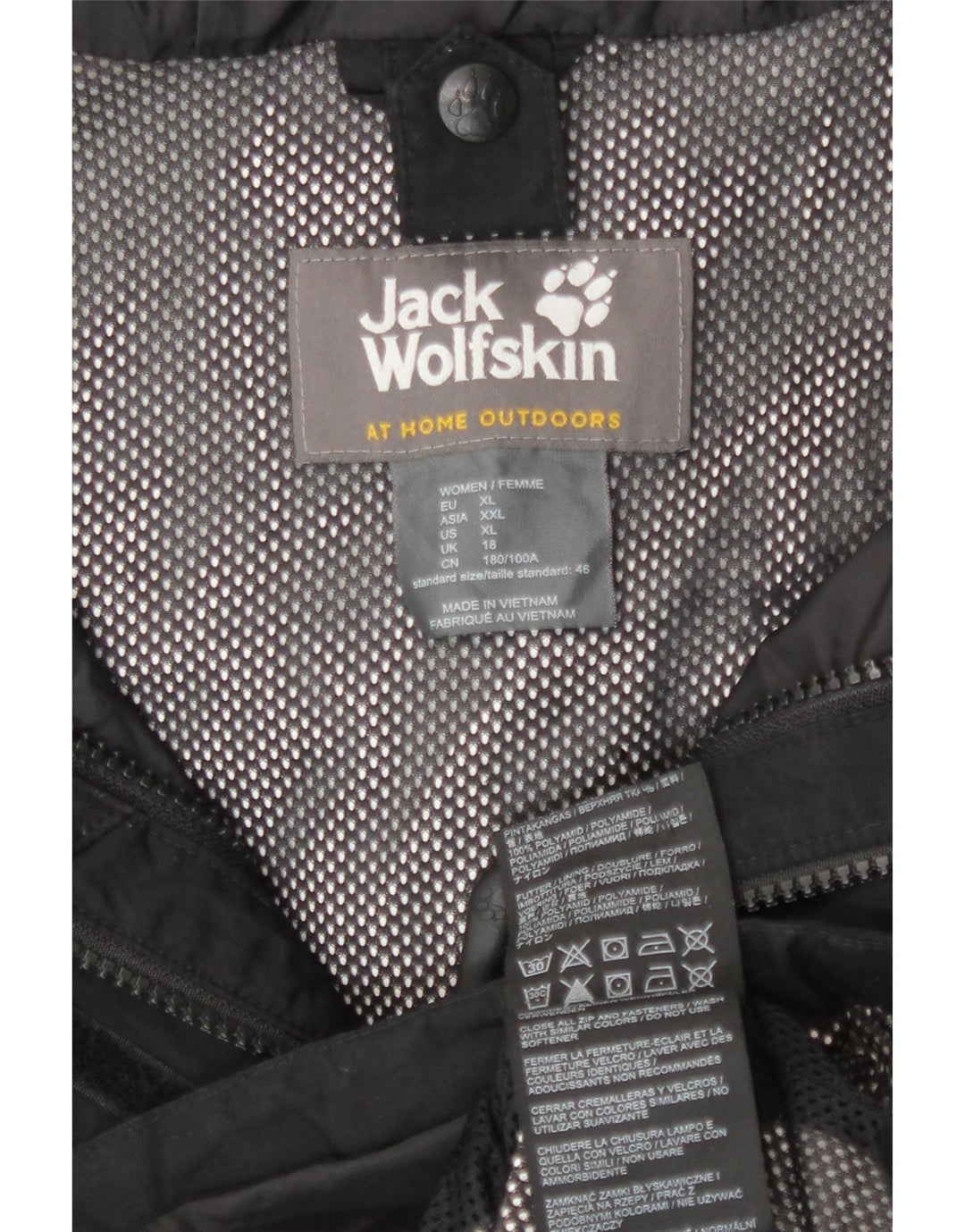 Giacca a vento con cappuccio da donna Jack Wolfskin UK 18 XL nera in poliammide