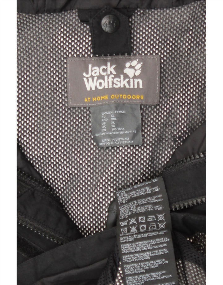 Giacca a vento con cappuccio da donna Jack Wolfskin UK 18 XL nera in poliammide