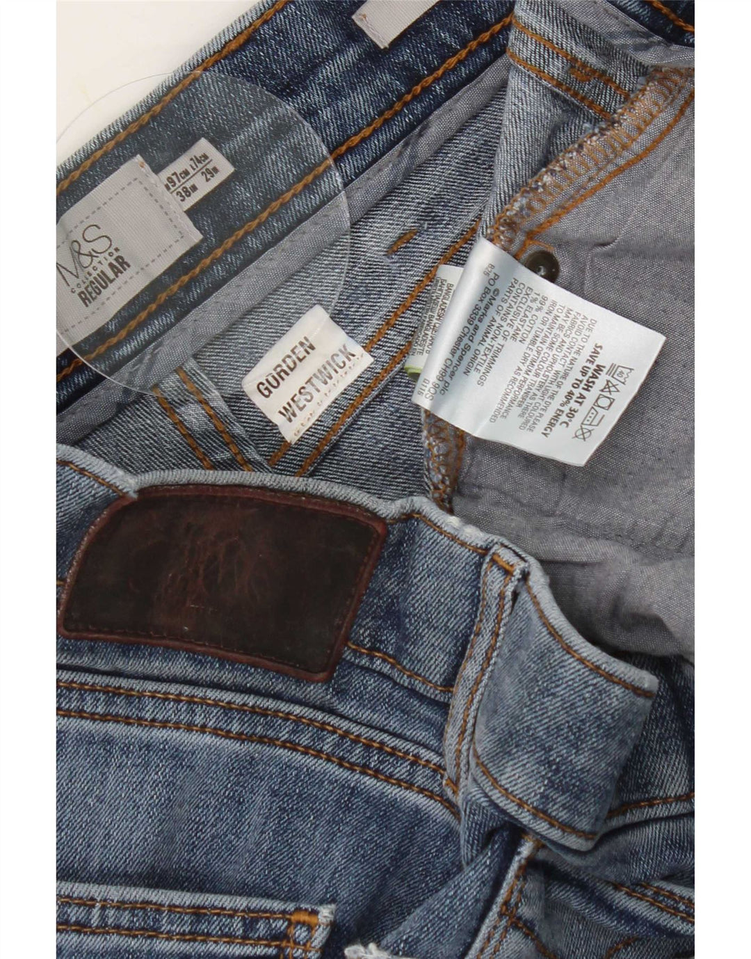 Jeans cropped regolari da uomo Marks & Spencer W38 L25 cotone blu