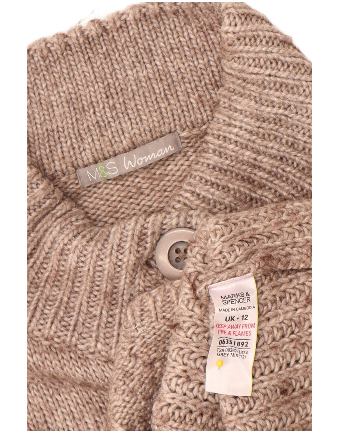 Maglione cardigan da donna Marks & Spencer UK 12 Acrilico screziato grigio medio