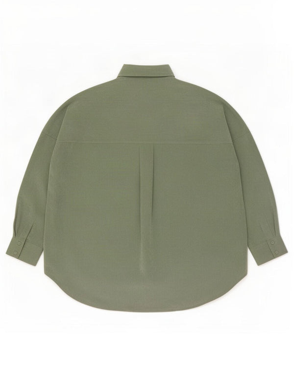 Zara Womens Oversized Corduroy Shirt UK 10 Small Green Polyester