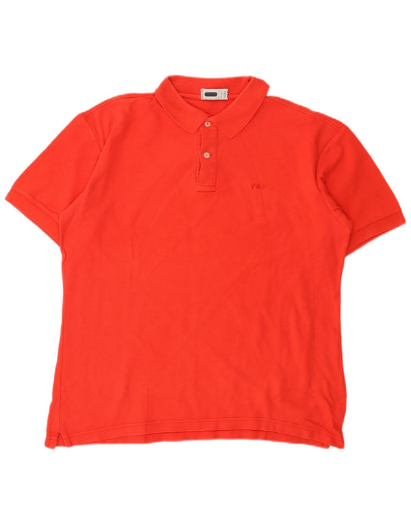 Polo da uomo Fila in cotone rosso medio