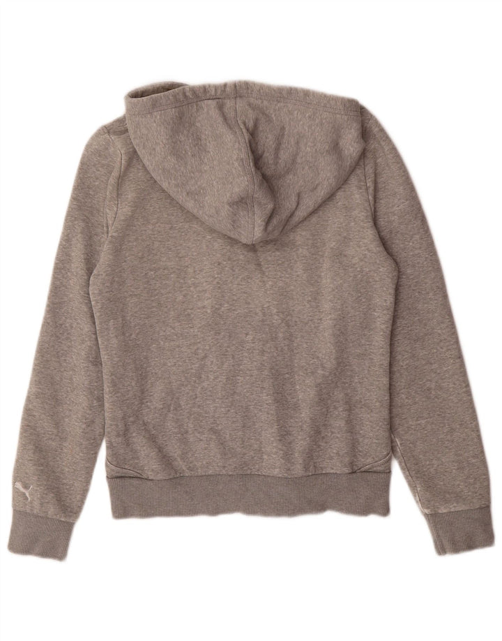 PUMA Womens Zip Hoodie Sweater UK 12 Medium Grey Cotton