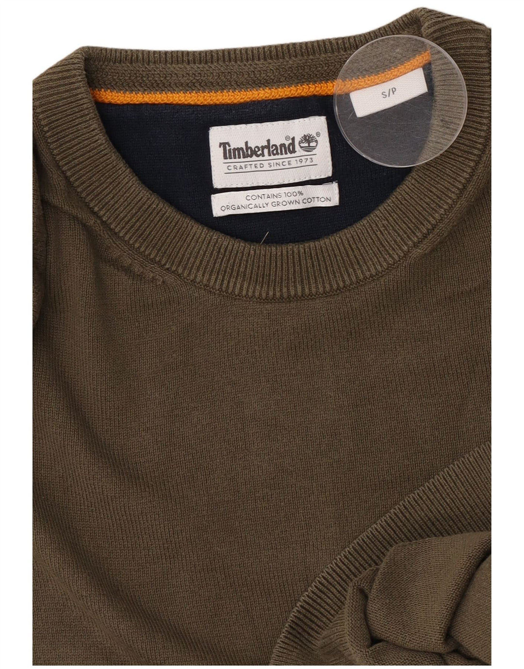 Maglione maglione girocollo da uomo Timberland piccolo cotone kaki