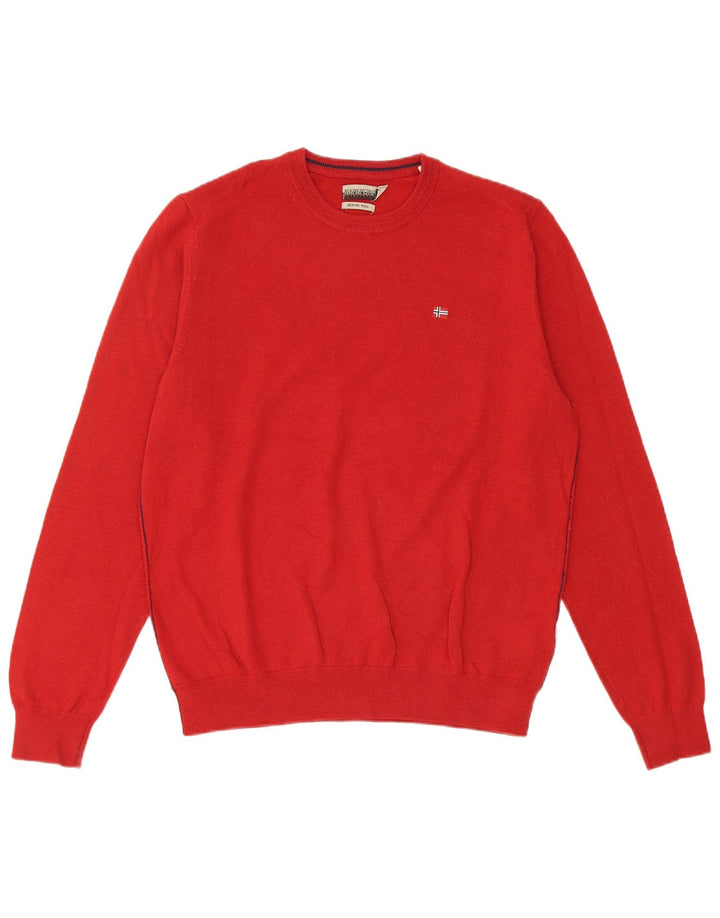 Maglione maglione girocollo da uomo Napapijri rosso medio in lana merino