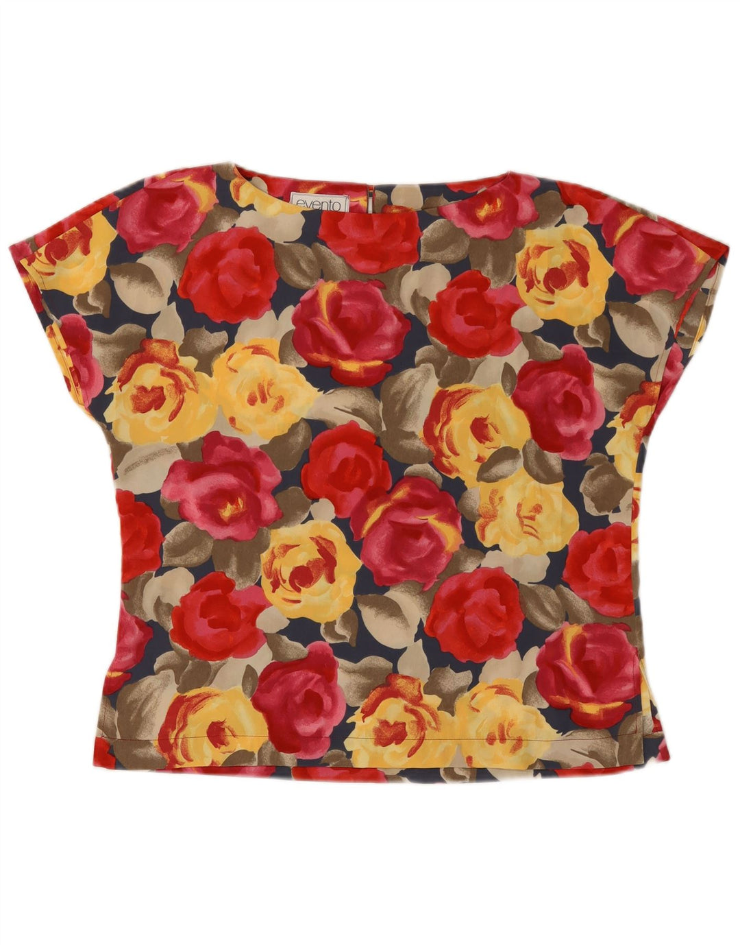 Camicetta da donna vintage Top IT 46 Grande poliestere floreale multicolore