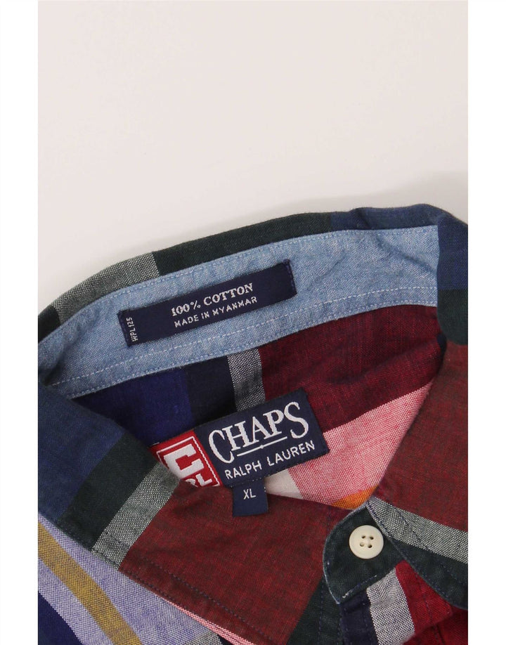 Camicia a maniche corte da uomo Chaps Ralph Lauren XL in cotone a quadri multicolore