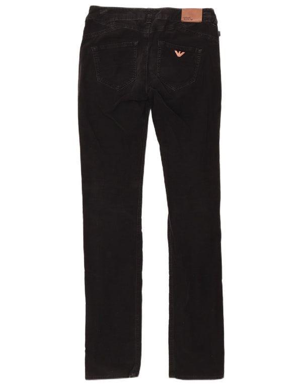 Pantaloni skinny in velluto a coste a vita bassa da donna Armani W25 L32 cotone grigio