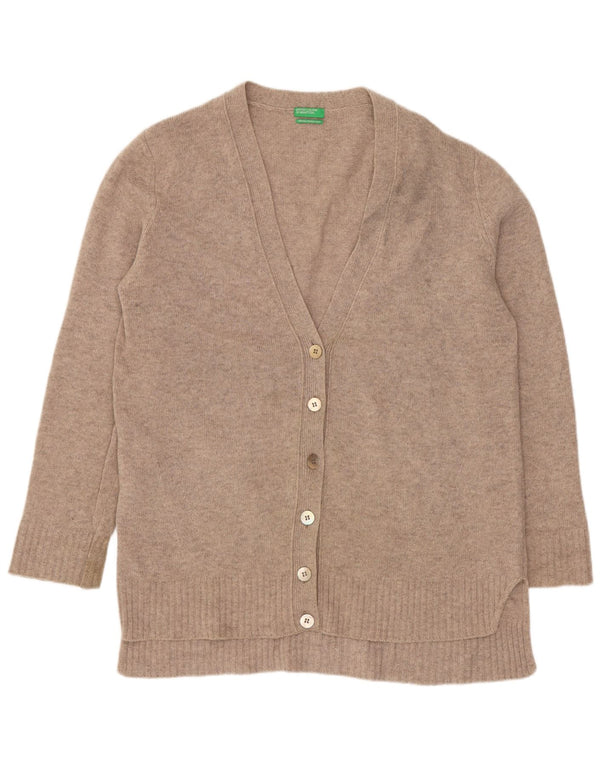 Maglione cardigan da donna Benetton UK 14 Lana beige medio