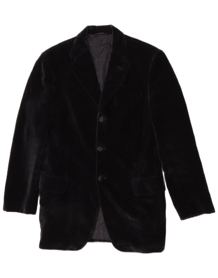 Giacca blazer in velluto da uomo a 3 bottoni Gino Sartore UK 36 piccola nera