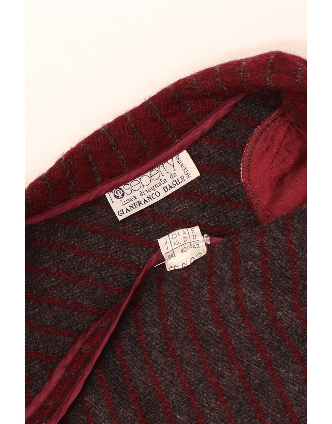 Giacca blazer vintage da donna a 1 bottone corto IT 44 a righe bordeaux medie