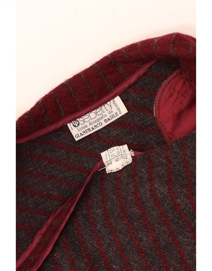 Giacca blazer vintage da donna a 1 bottone corto IT 44 a righe bordeaux medie