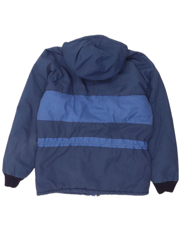 Giacca imbottita con cappuccio vintage da uomo UK 40 grande color block blu navy