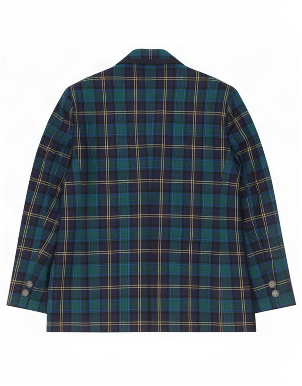 Giacca blazer a 3 bottoni da donna Dominew IT 50 XL lana vergine a quadri verdi