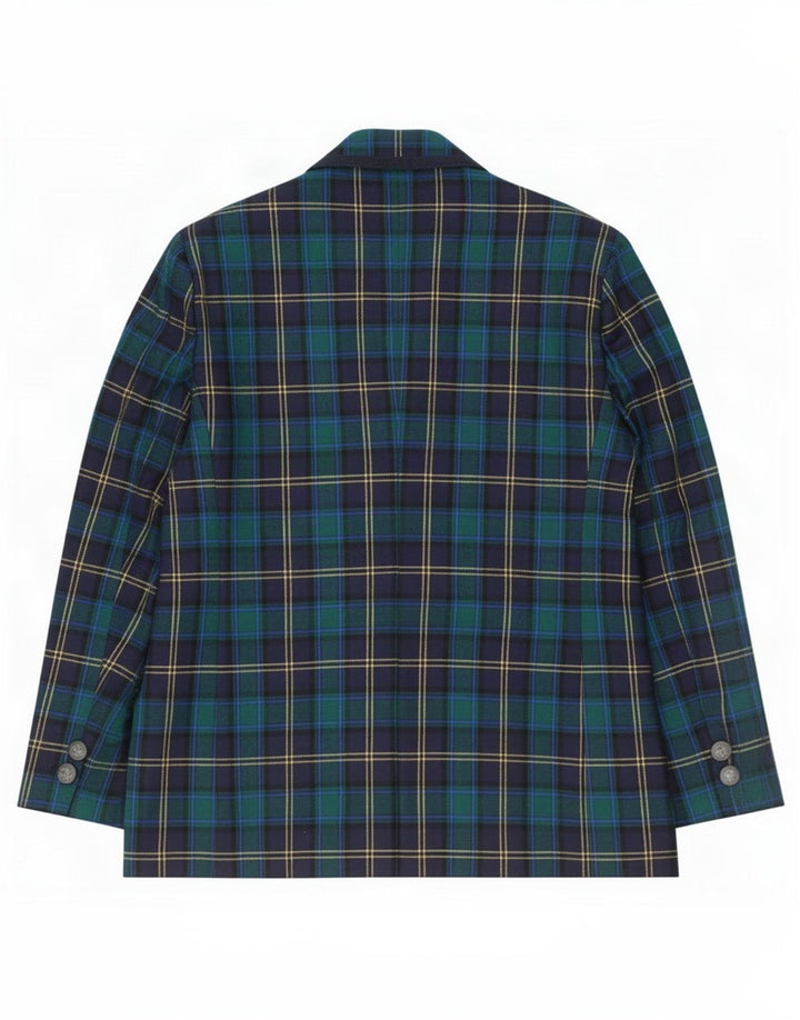 Giacca blazer a 3 bottoni da donna Dominew IT 50 XL lana vergine a quadri verdi