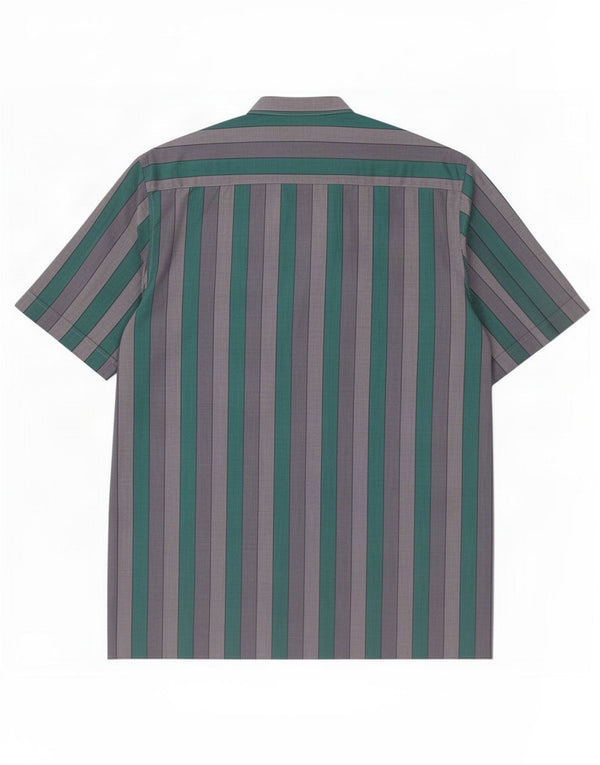 Camicia vintage da uomo a maniche corte a righe verde medio