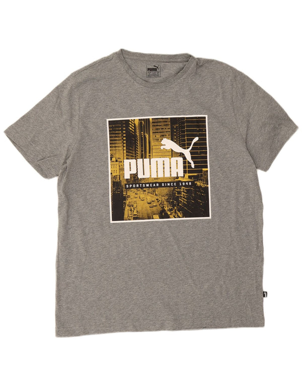 T-shirt grafica da uomo Puma Top XL in cotone chiazzato grigio