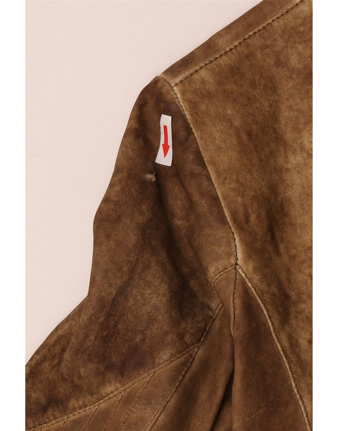 Giacca in pelle corta da donna vintage UK 10 piccola pelle beige