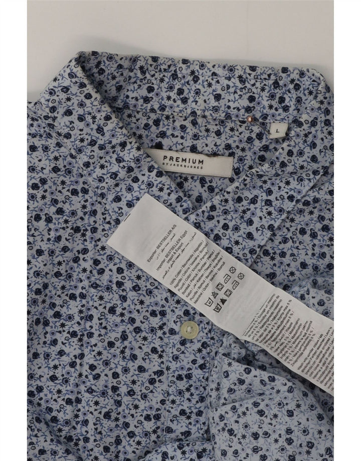 JACK & JONES Camicia da uomo a maniche corte grande in cotone floreale blu