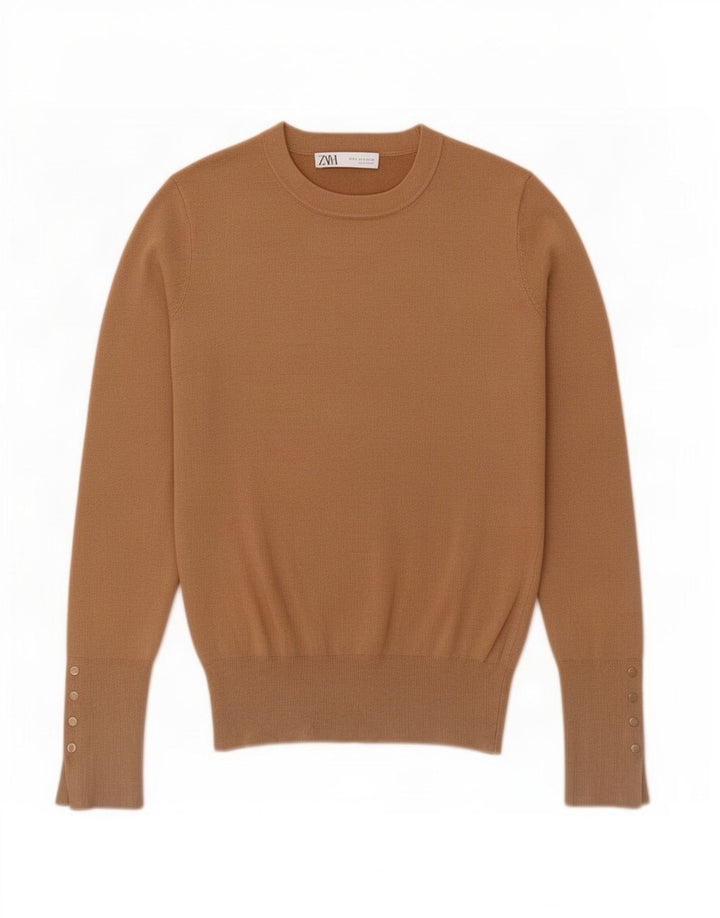 Maglione maglione vestibilità regolare da donna Zara UK 8 piccolo marrone