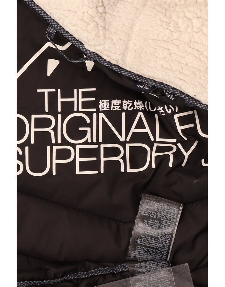 Cappotto imbottito con cappuccio da donna SUPERDRY UK 12 medio poliestere blu navy