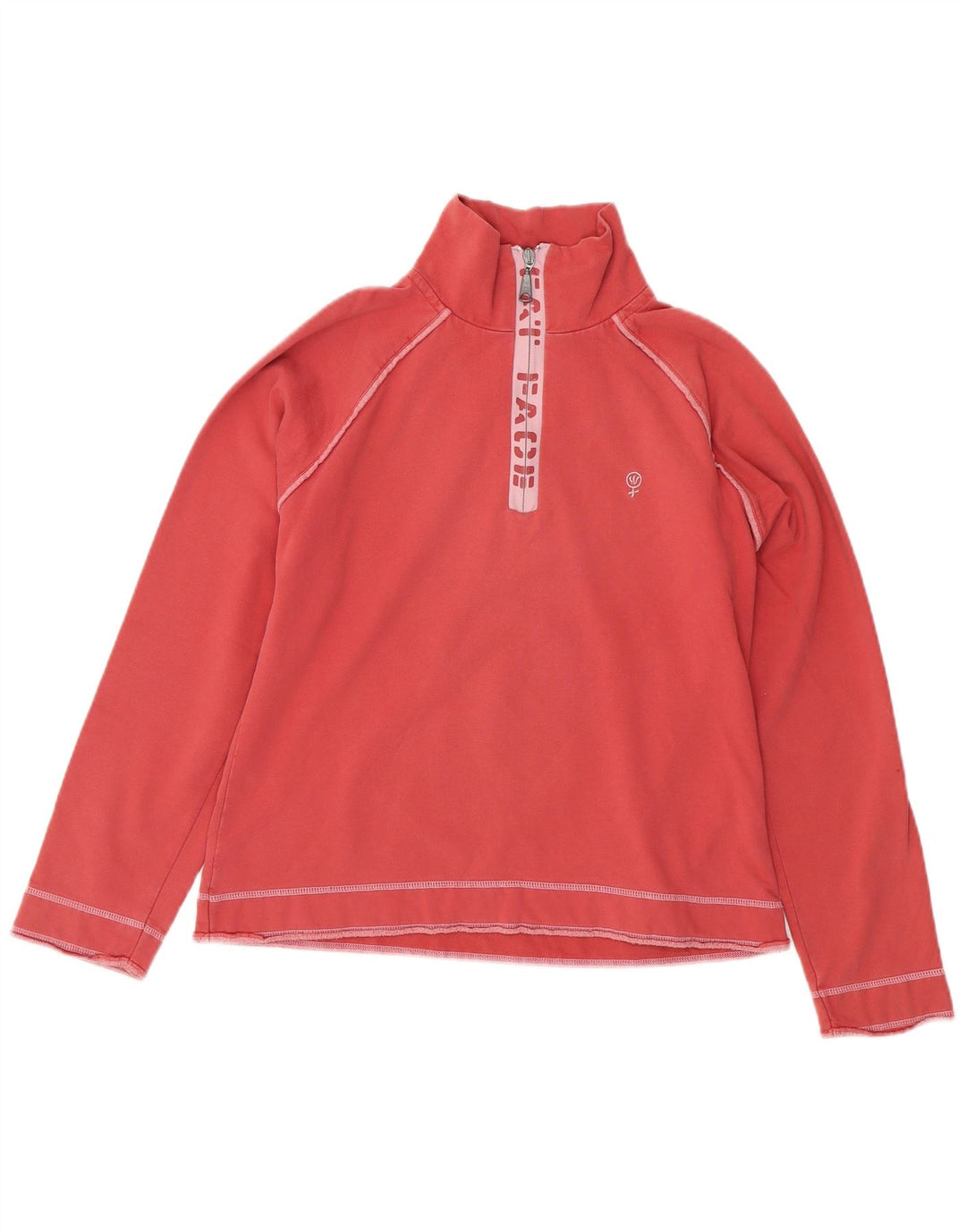 FAT FACE Felpa con collo con zip grafica da donna Maglione UK 12 Rosa medio
