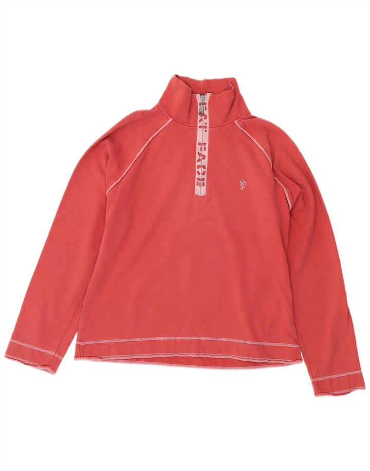 FAT FACE Felpa con collo con zip grafica da donna Maglione UK 12 Rosa medio