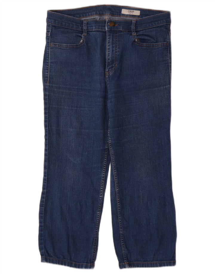 Jeans cropped da donna Marks & Spencer UK 12 medio W32 L21 cotone blu