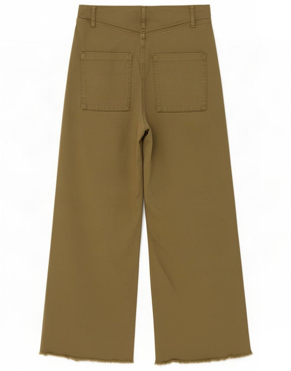 Zara Womens Wide Leg Chino Trousers EU 36 XS W26 L26 Khaki Cotton