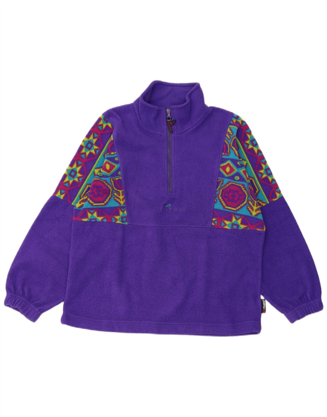 Maglione in pile da uomo Cape Horn con zip e collo viola medio geometrico