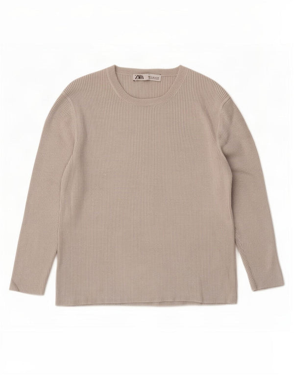 Zara Womens Top Long Sleeve UK 18 XL Grey Viscose
