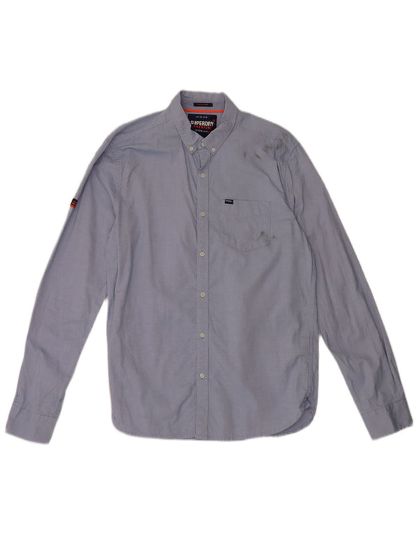 Camicia da uomo Regular Fit Superdry grande cotone gessato blu