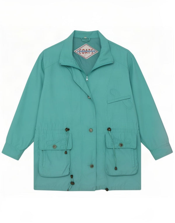Giacca Parka oversize da donna vintage IT 46 Large Turchese Poliestere