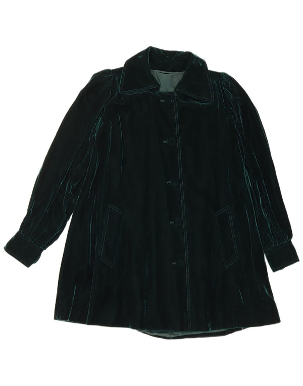 Soprabito vintage in velluto da donna UK 14 verde medio